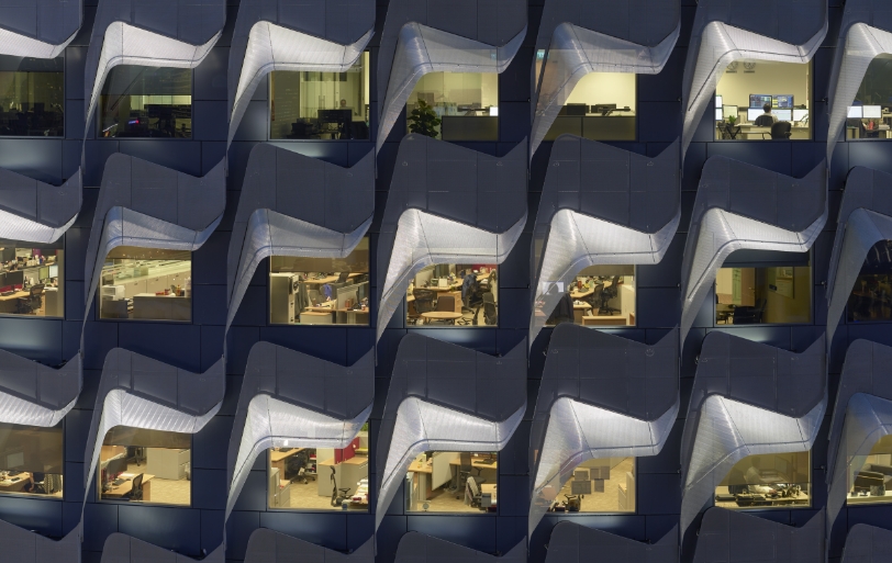 Intricate patterned surface designed by award winning architect Thom Mayne